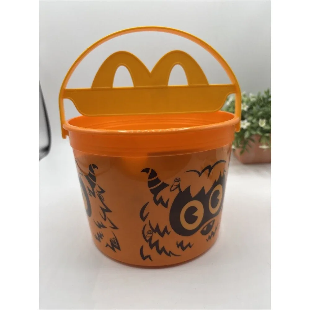 2024 McDonald's Halloween Orange Monster Bucket Pail w handle Preown Collectable